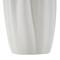 White Ceramic Abstract Ribbed Dimensional Folded Vase with Compact Wavy Rim